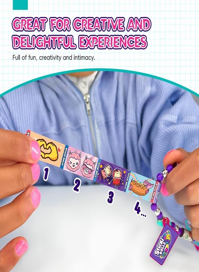 PATPAT DIY Sticker Rolls Bracelet For Kids Girls DIY Cartoon Stickers Bracelet Making Kit With Spacer Beads Carry-On Bracelets Stickers Decorative Free Making Kit Children's Day Gift, Multicolour - Image 3